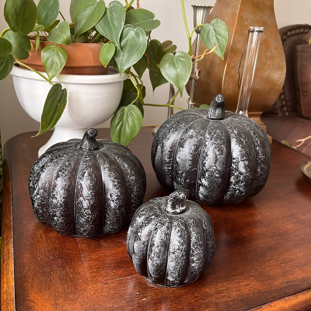 Threshold Glass Pumpkins Decor - Complete Set of 3 Halloween Fall Gothic Decor
